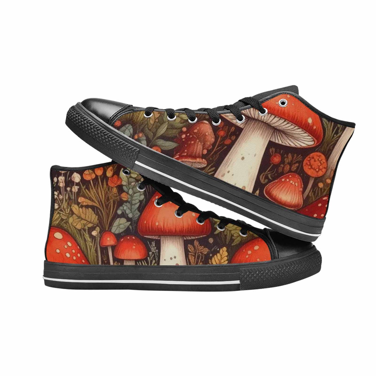 MEN'S Mushroom High Top Canvas Dark Academia Custom Sneakers