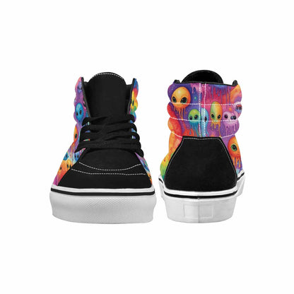 MEN'S Aliens  Tie Dye High Top Canvas Neon Fantasy Custom Shoes