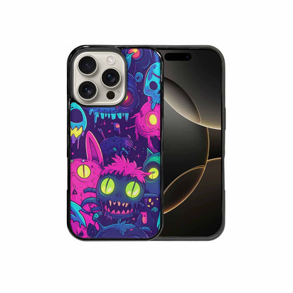 iPhone 16 Pro Case — Mixed Toxic Glow Creature Pattern Hundreds, Original Design Phone Case