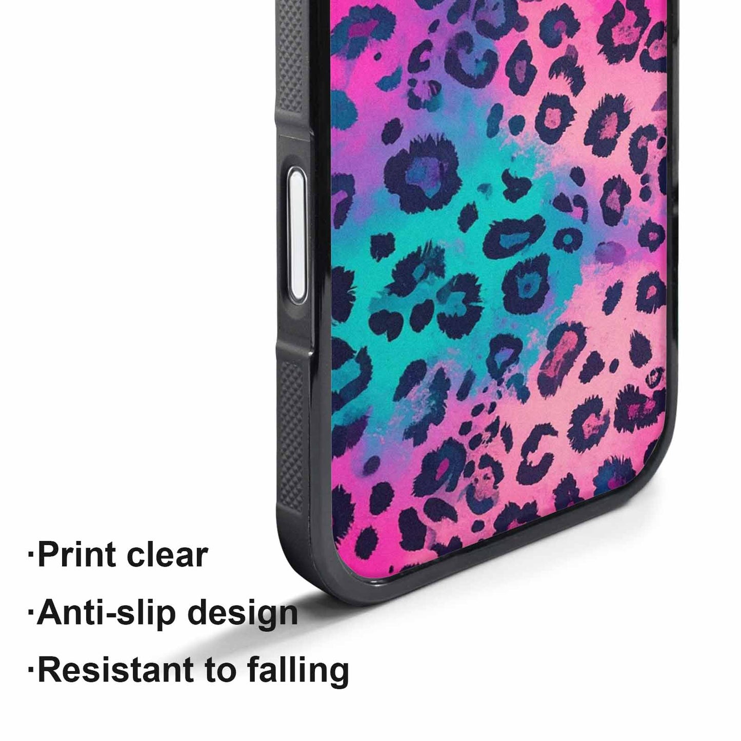 iPhone 17 Pro Max Case — Leopard Neon Pink Teal Airbrush Animal, Custom Designed Case Cover