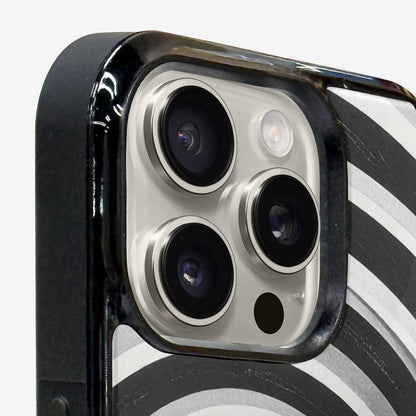 iPhone 16 Pro Max Case — Hypnotic Spiral Optical Illusion Motif High, Custom Printed Phone Case