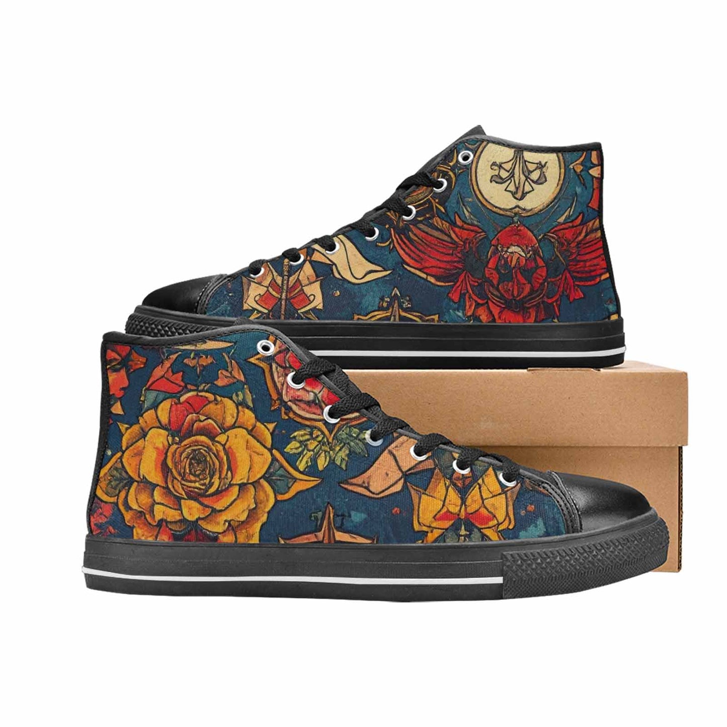 MEN'S Old School Tattoo High Top Canvas Neon Fantasy Shoes