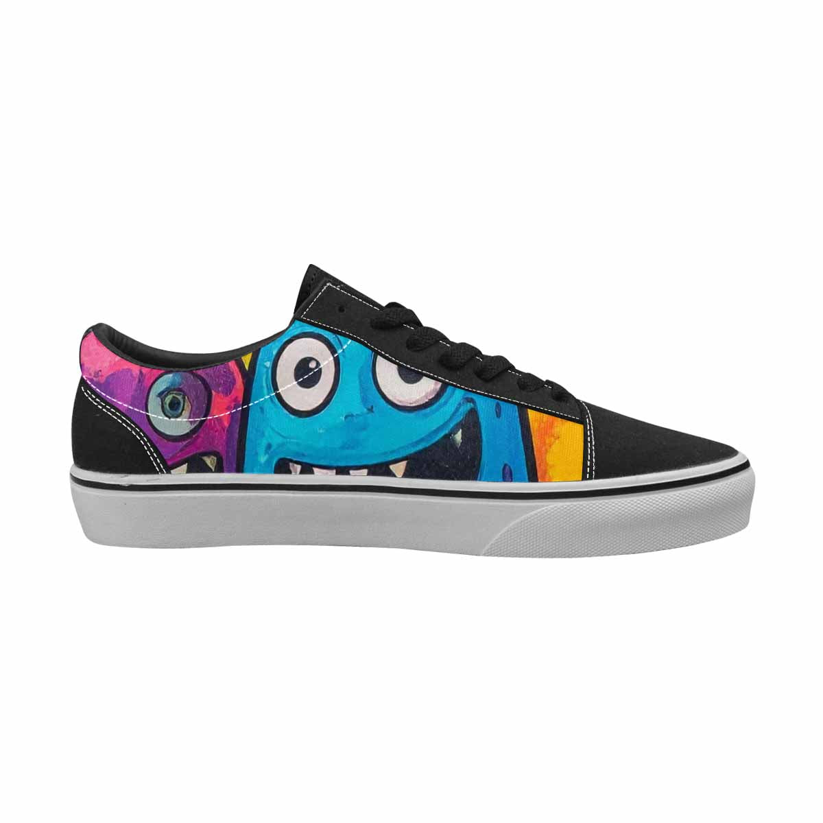 MEN'S Goofy Cartoon Monster Canvas Lace-Up Neon Fantasy Sneakers