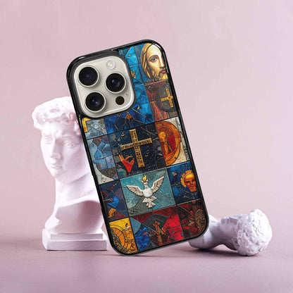 iPhone 16 Pro Case — Jesus Face Small Cross And Faith, Custom Made Phone Cover