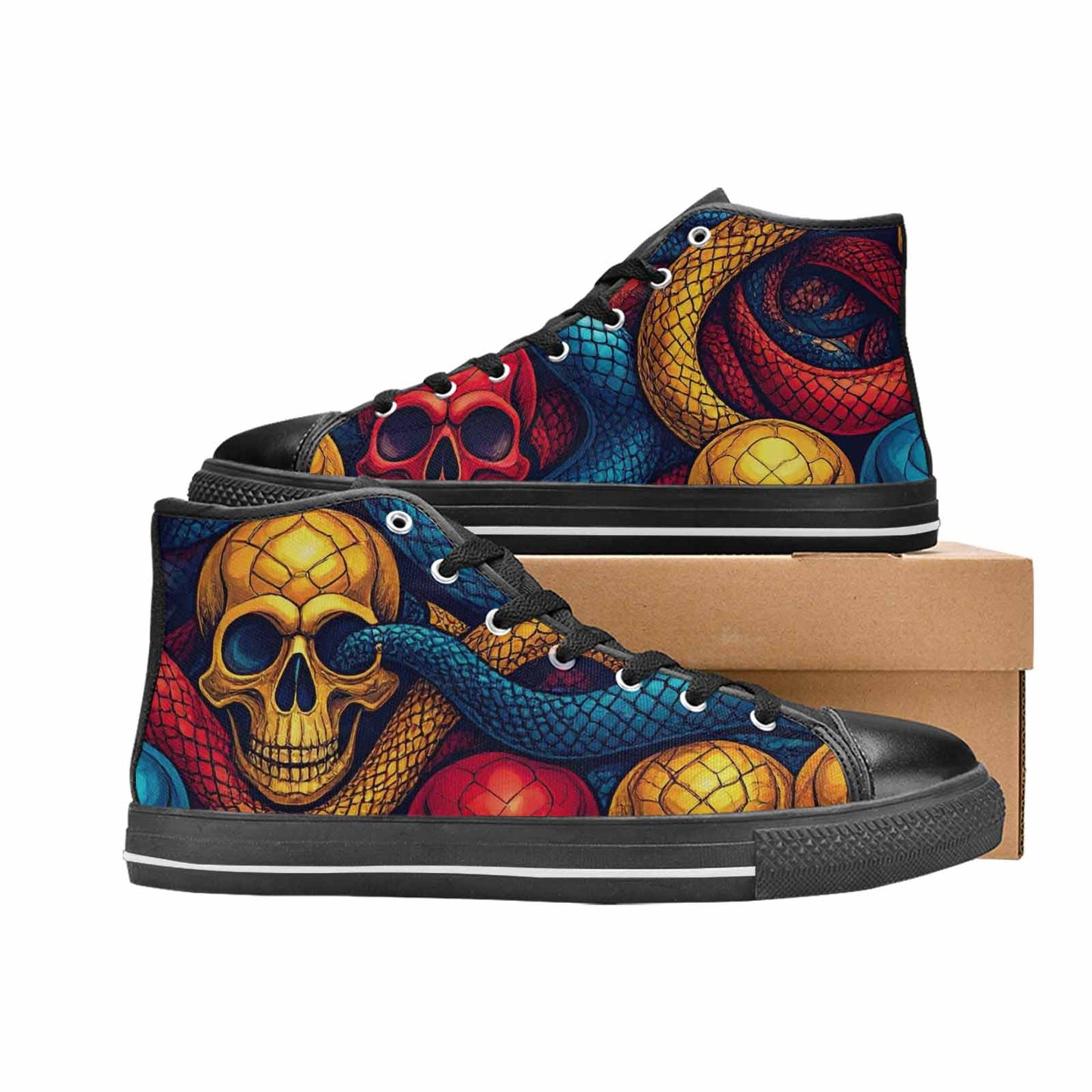MEN'S Snake Skulls Print High Top Canvas Dark Academia Sneakers