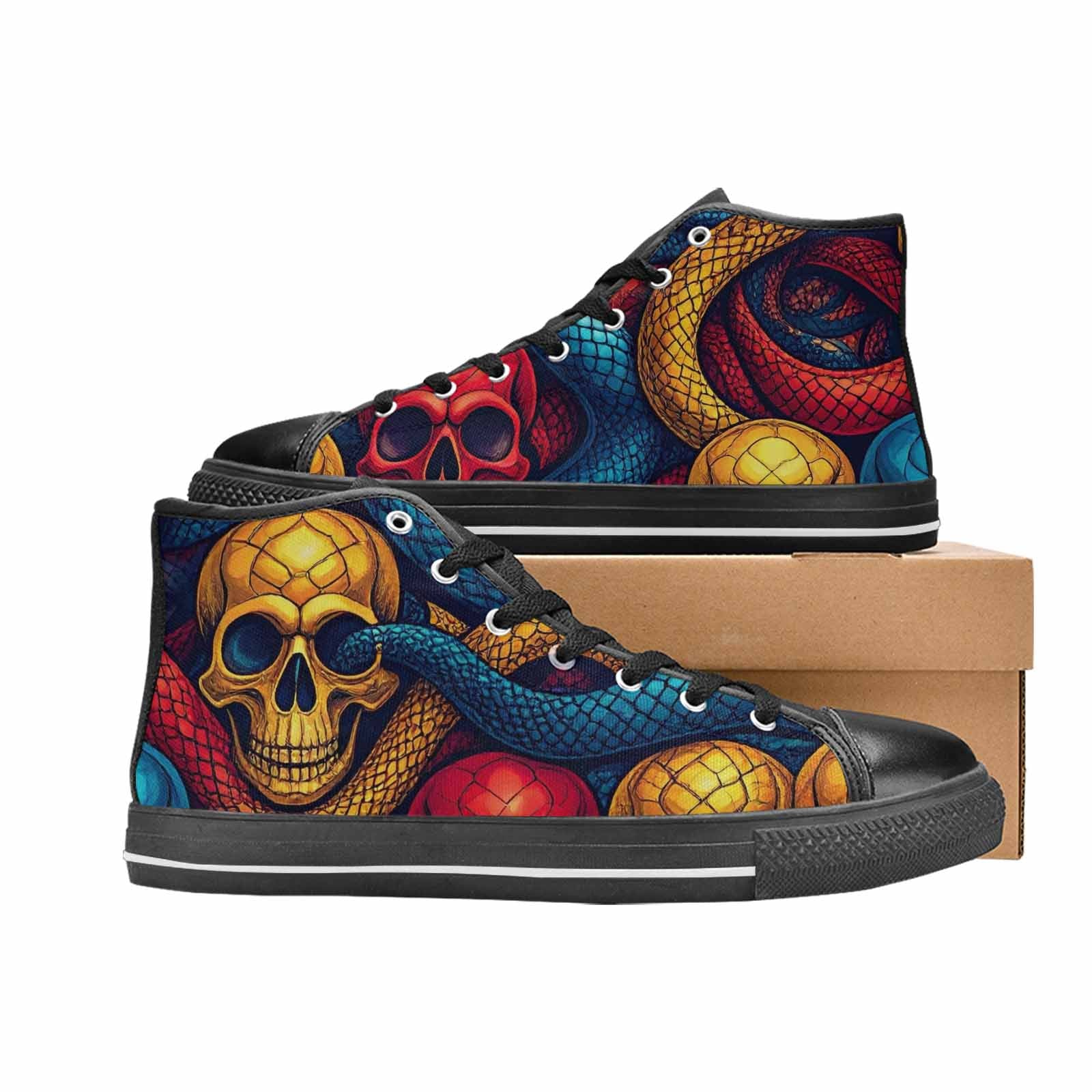 MEN'S Snake Skulls Print High Top Canvas Dark Academia Sneakers
