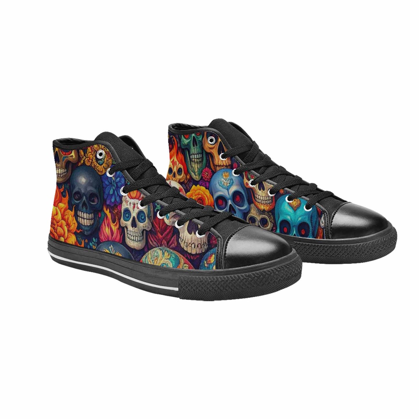 WOMEN'S Skull High Top Canvas Cottagecore Sneakers