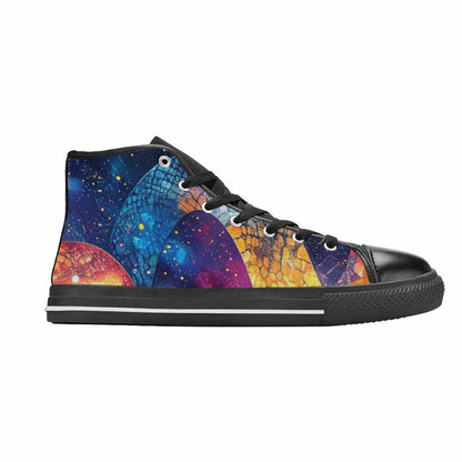 WOMEN'S Galaxy Snake Print High Top Canvas Vibrant Chaos Sneakers