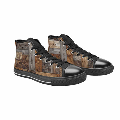WOMEN'S Wood Grain Texture High Top Canvas Wallpaper Art Custom Sneakers