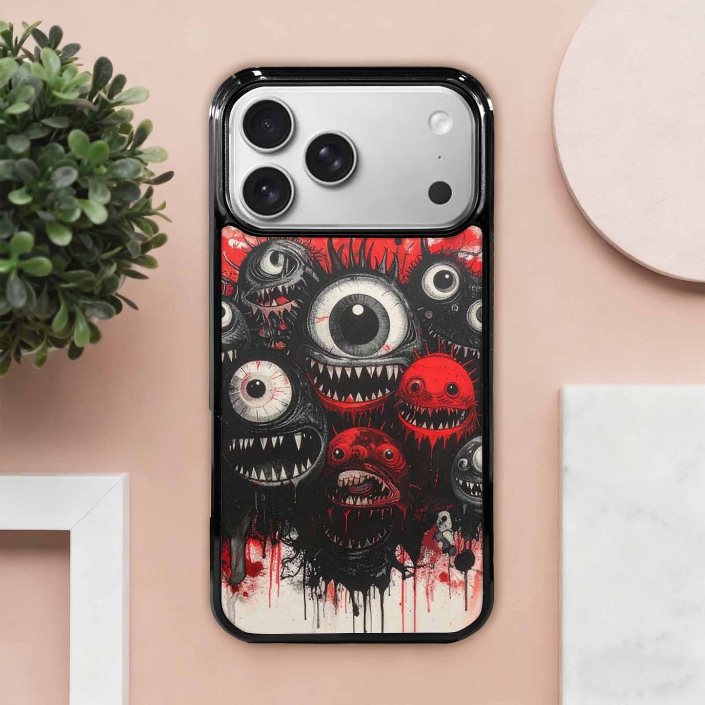 iPhone 17 Pro Max Case — Black &amp; Red Ink Original Art, Custom Printed Phone Case