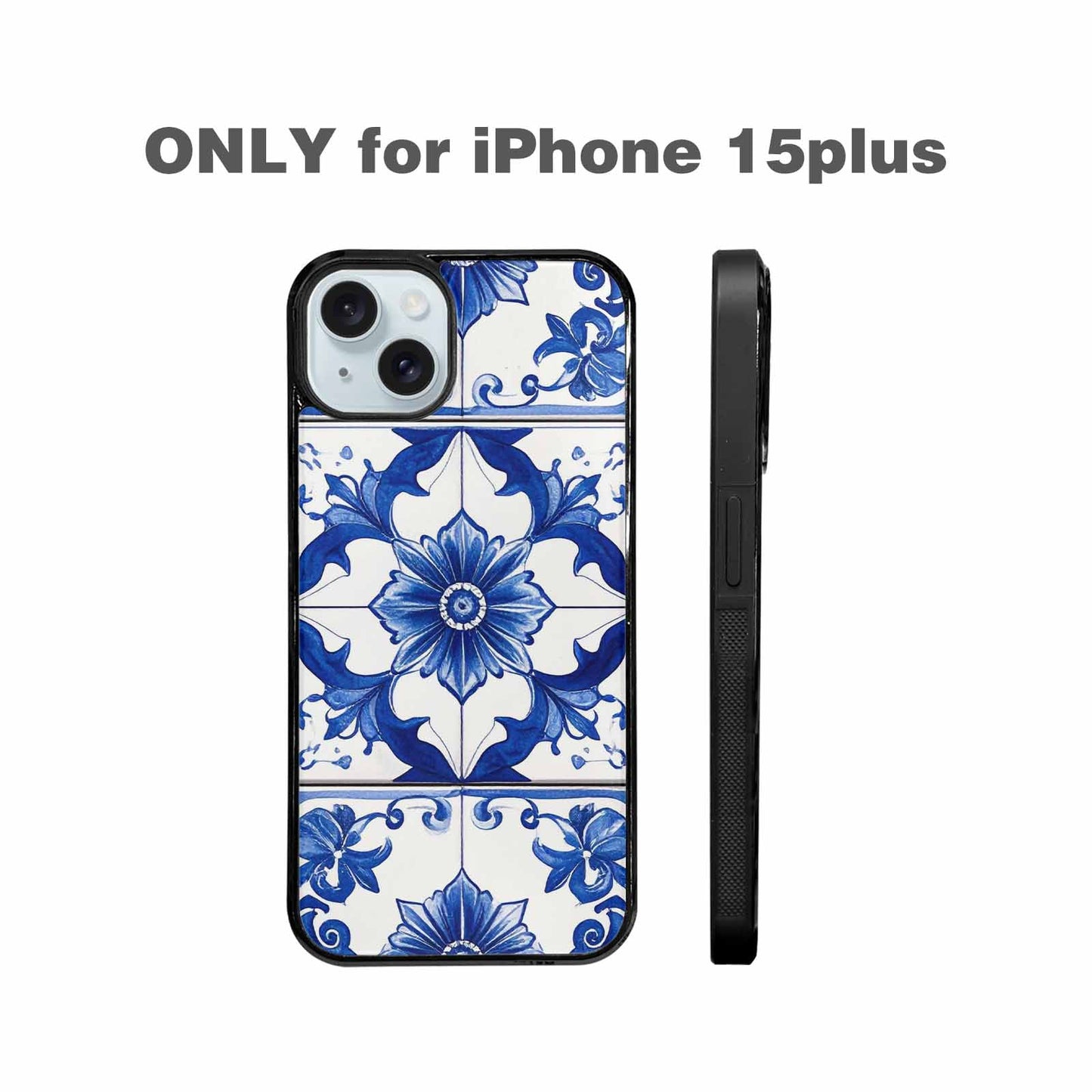 iPhone 15 Plus Case — Talavera Tile Floral Custom, Custom Art Phone Cover