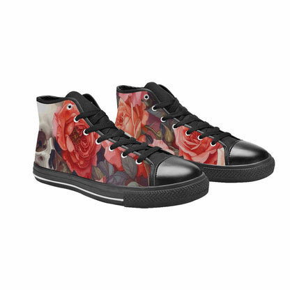 WOMEN'S Skulls Roses Soft Airbrush High Top Canvas Y2K Custom Shoes