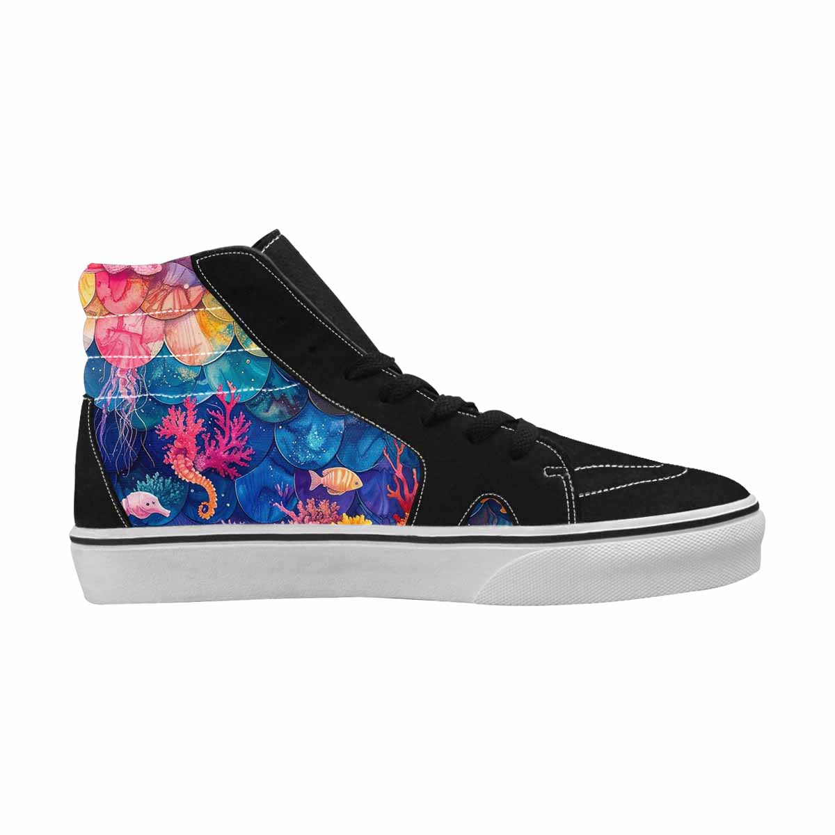 WOMEN'S Fish Scale Coral High Top Canvas Grunge Shoes