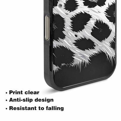 iPhone 15 Pro Max Case — Leopard Print Black And White Style, Custom Printed Phone Case
