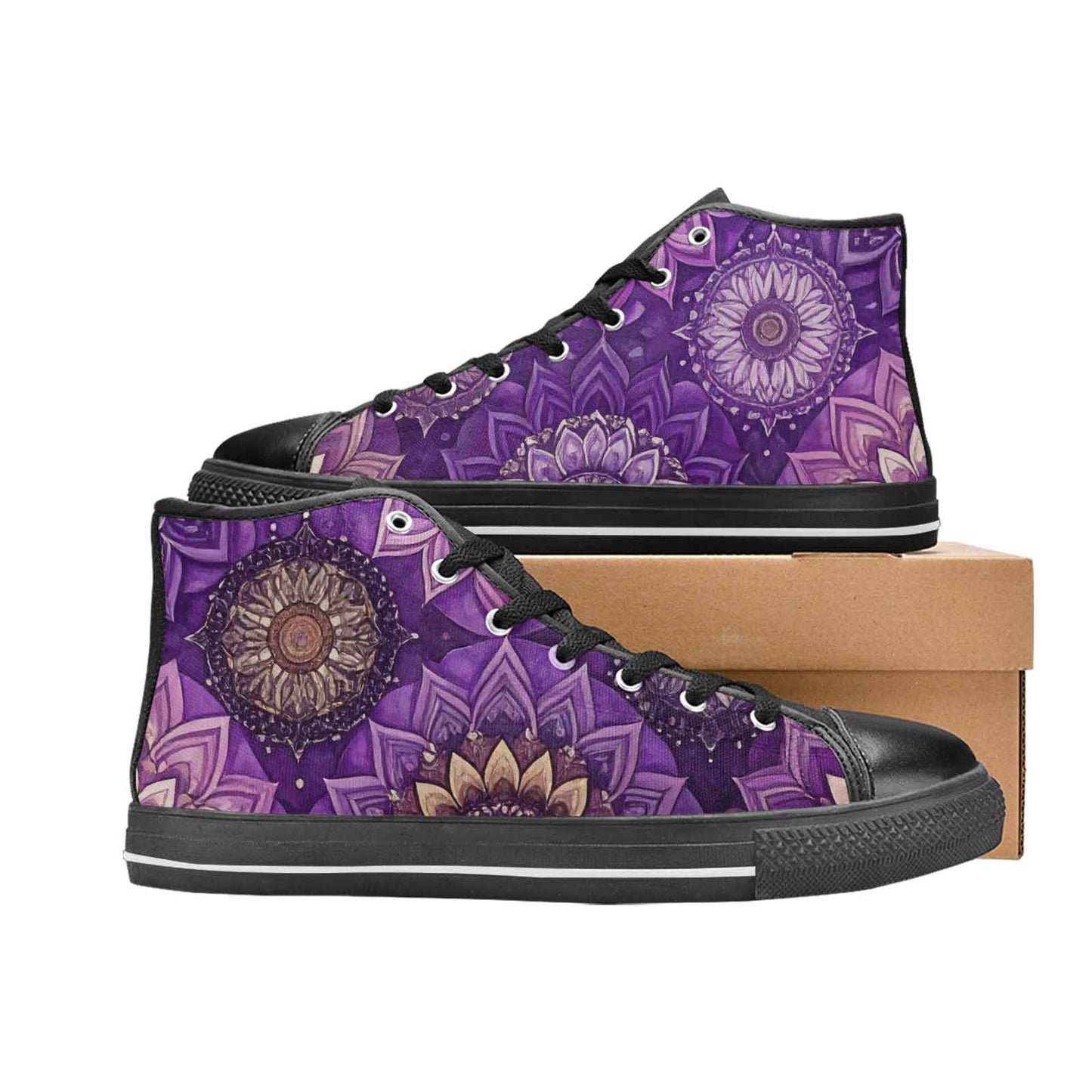 MEN'S Mandala High Top Canvas Wallpaper Art Sneakers