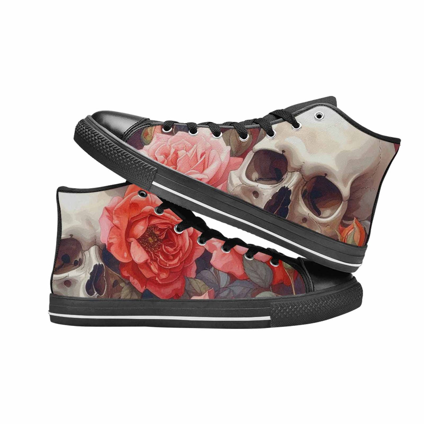 MEN'S Skulls Roses Soft Airbrush High Top Canvas Dark Academia Custom Sneakers