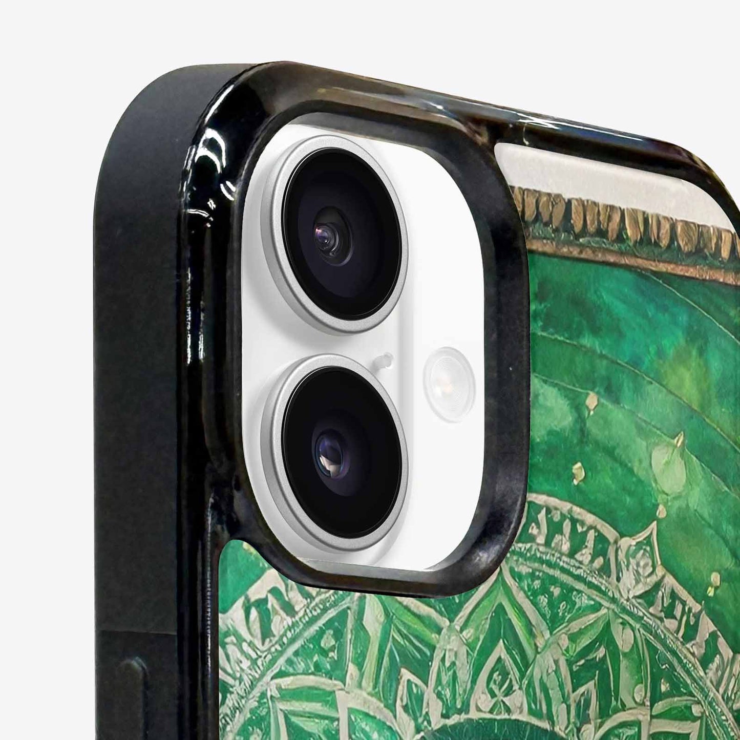 iPhone 16 Plus Case — Green Mandala Bohemian Print Edge To, Customized Protective Case