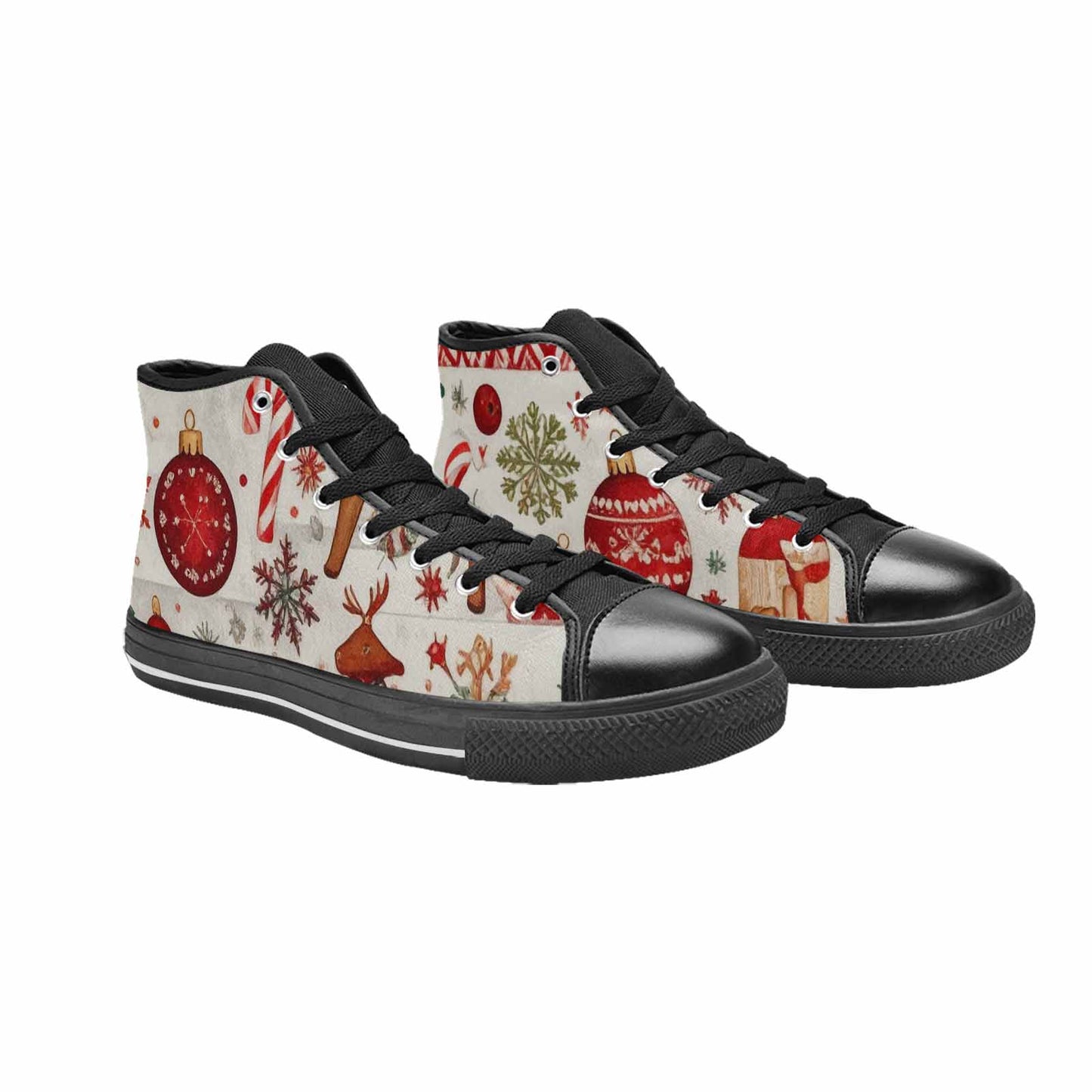 WOMEN'S Christmas Holly Snowflake High Top Canvas Cottagecore Sneakers