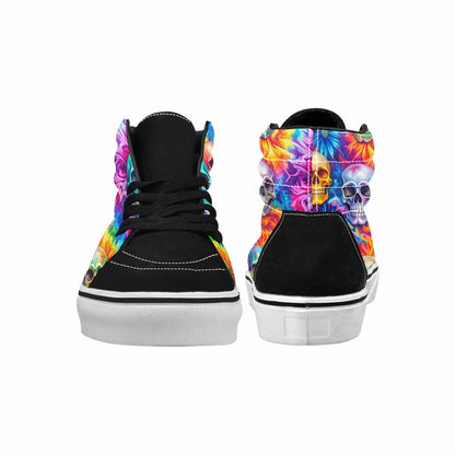 WOMEN'S Tie Dye Skulls Print High Top Canvas Surreal Sneakers
