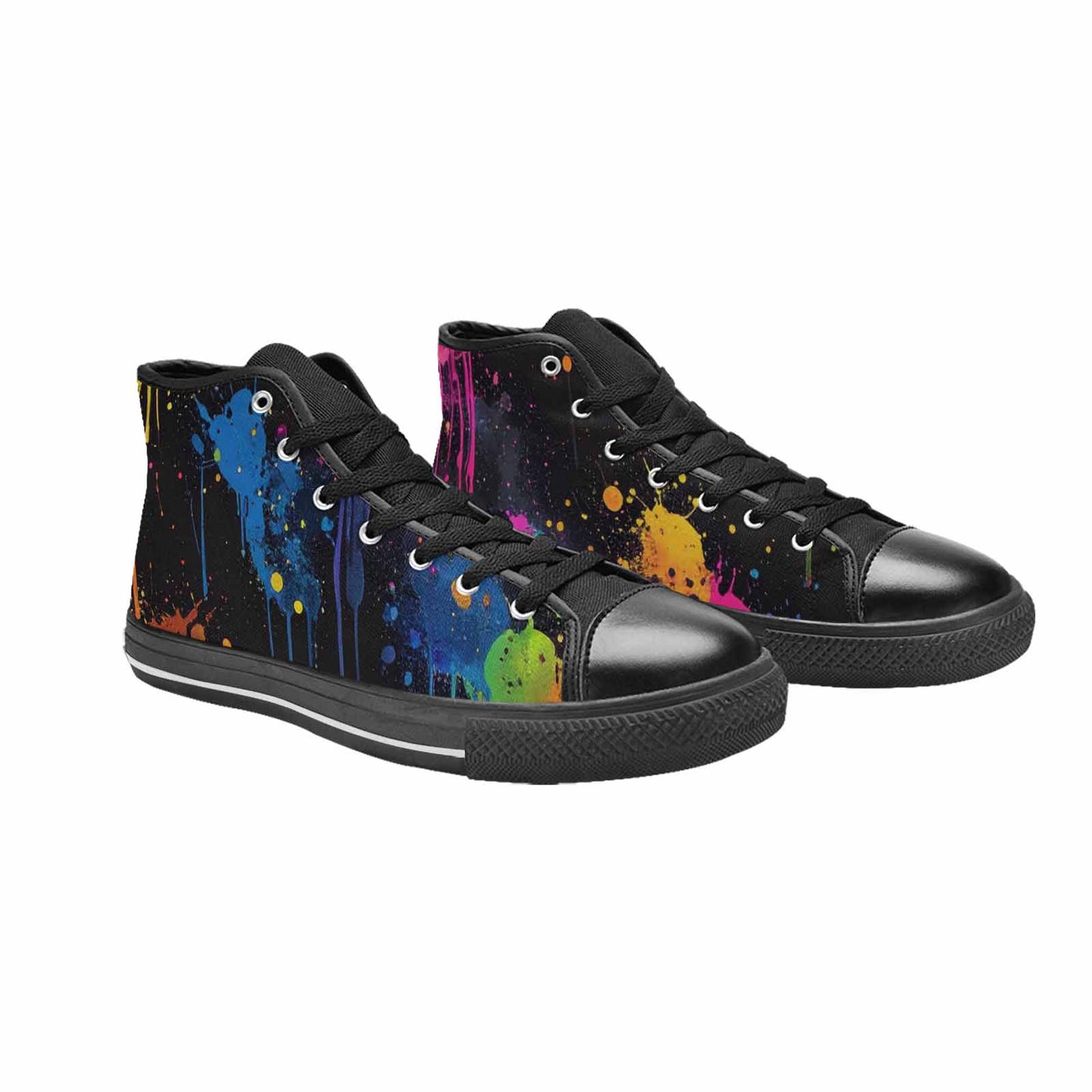MEN'S Paint Splatter High Top Canvas Vibrant Chaos Custom Shoes