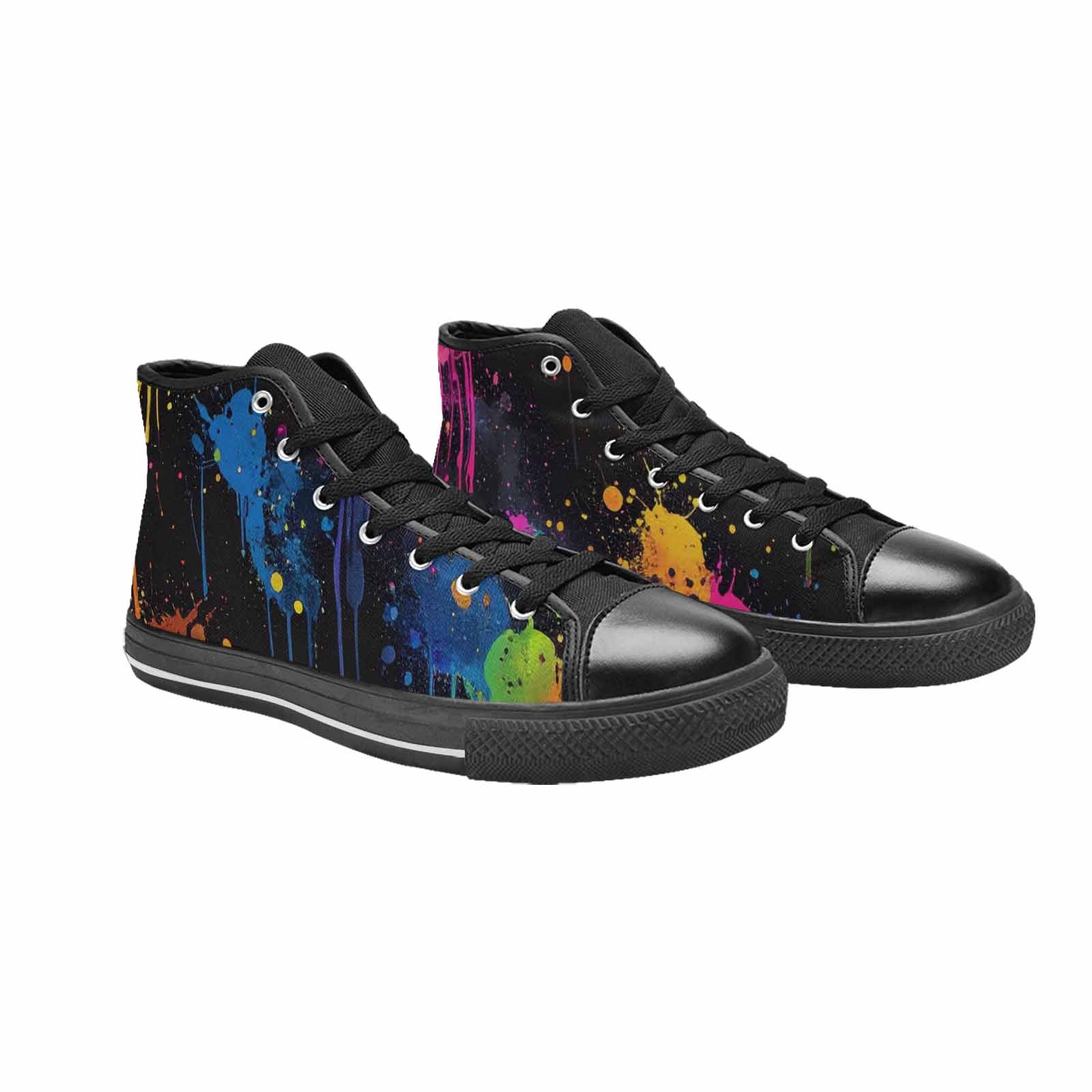 MEN'S Paint Splatter High Top Canvas Vibrant Chaos Custom Shoes