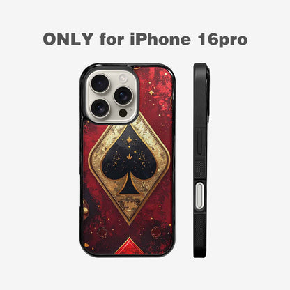 iPhone 16 Pro Case — Playing Card Suits Pattern Poker Chips, Custom Designed Case Cover