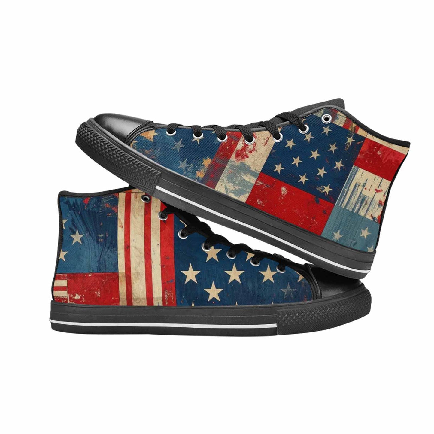 MEN'S American Flag Stars High Top Canvas Grunge Sneakers