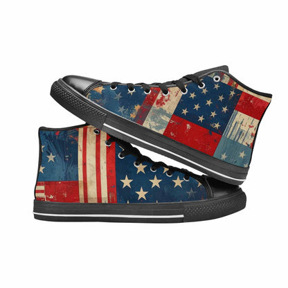 MEN'S American Flag Stars High Top Canvas Grunge Sneakers