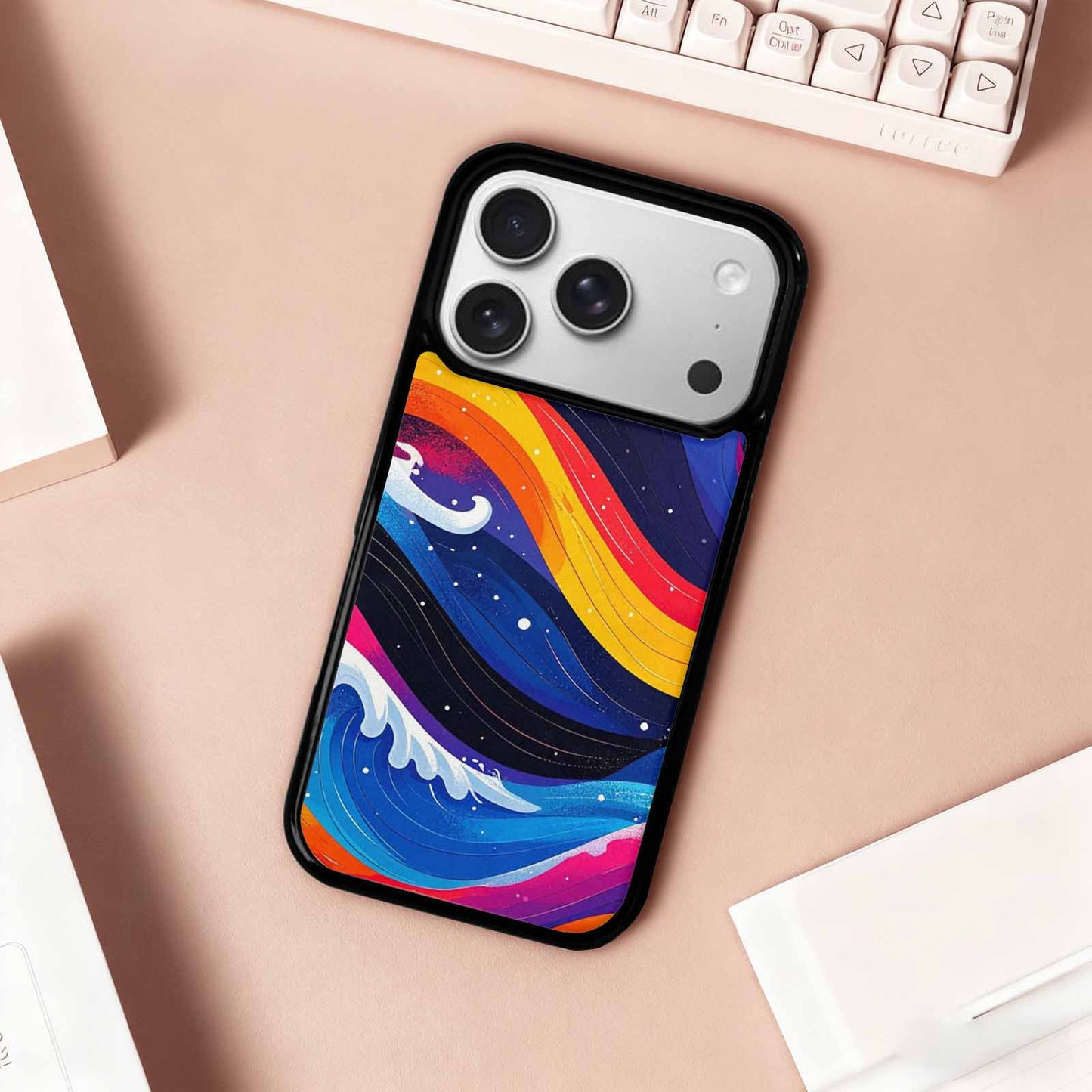 iPhone 17 Pro Case — Glossy Winter Wave Seamless Cartoon Cute, Custom Designed Case Cover