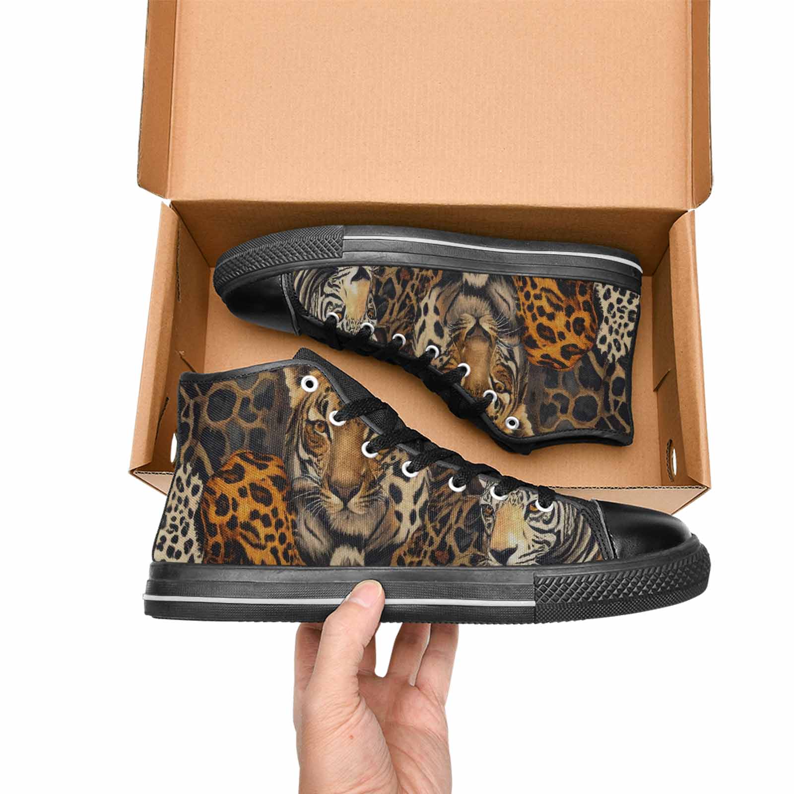 WOMEN'S Animal Print High Top Canvas Vivid Custom Shoes