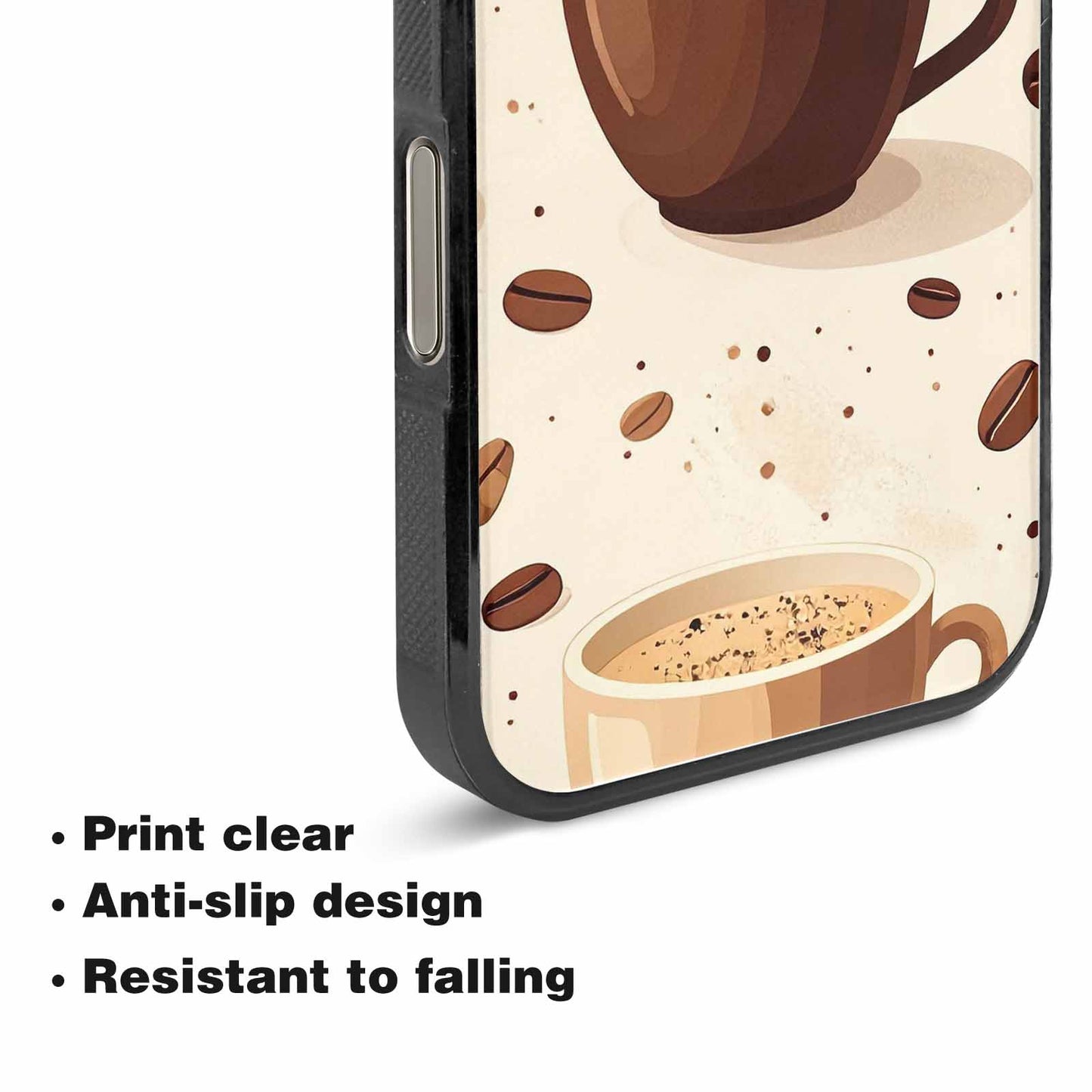 iPhone 15 Pro Max Case — Coffee Cup And Bean Pattern Seamless, Custom Phone Case