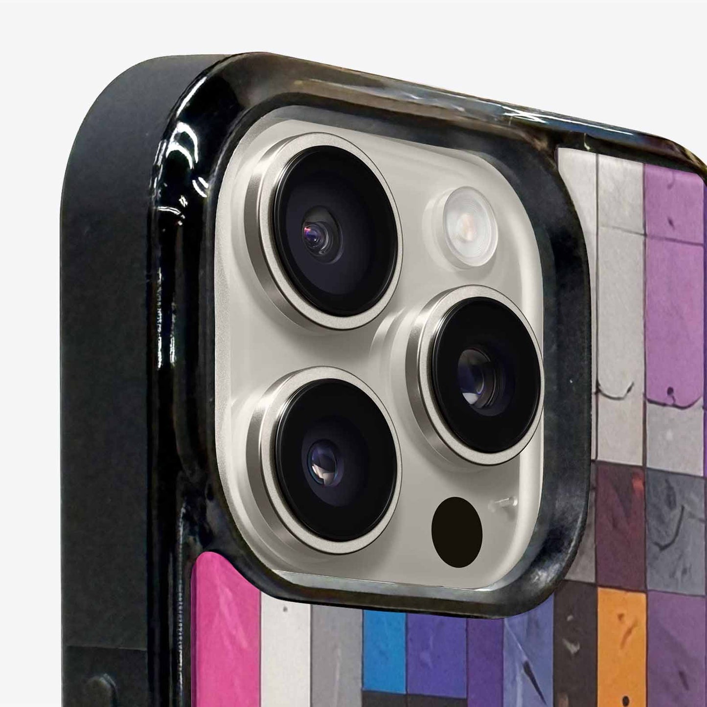 iPhone 16 Pro Max Case — Asexual Flag Color Theme Small Rainbow, Original Design Phone Case