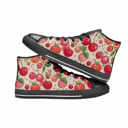 MEN'S Cherry Fruit Print High Top Canvas Dark Academia Sneakers