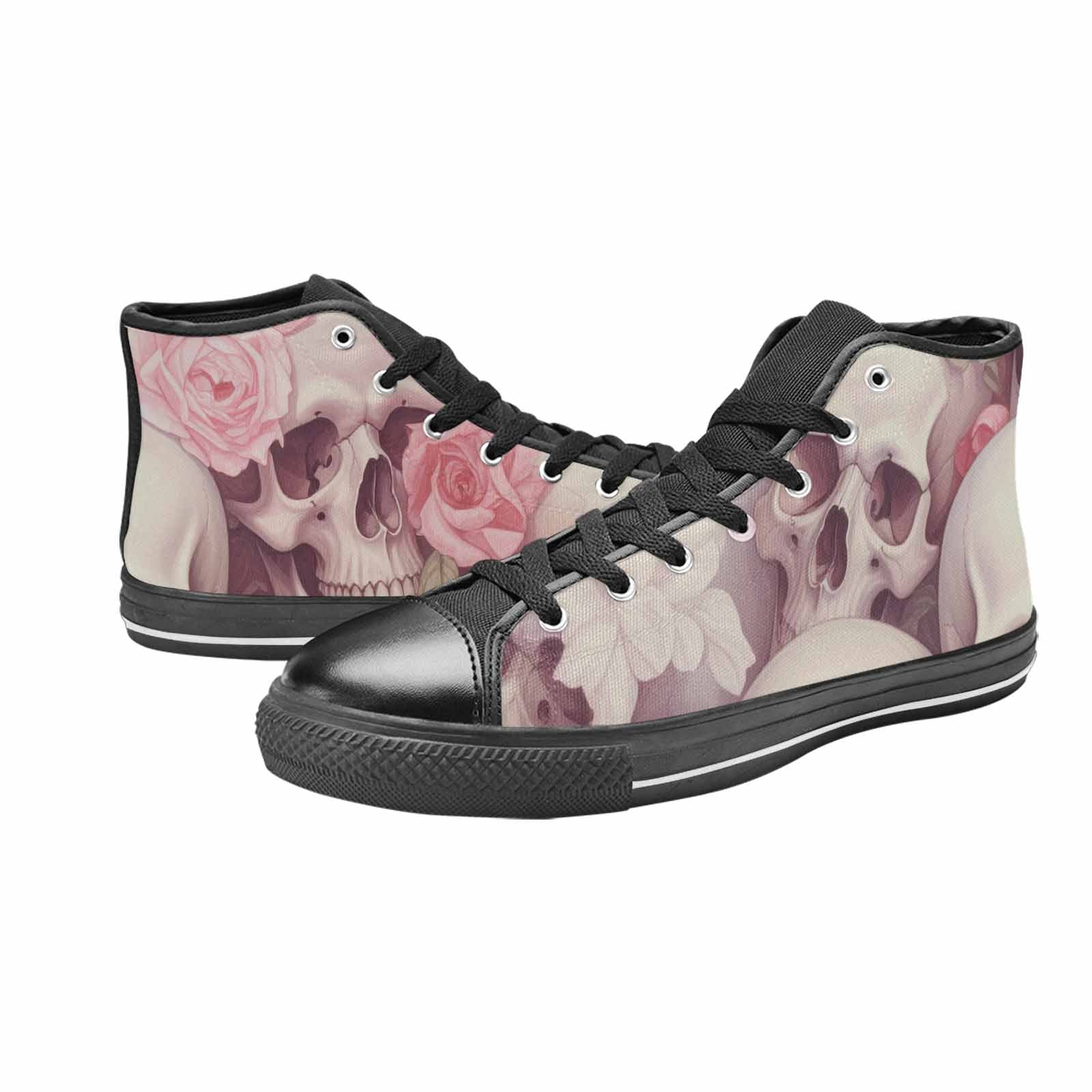WOMEN'S Skulls Roses Soft Airbrush High Top Canvas Cottagecore Shoes