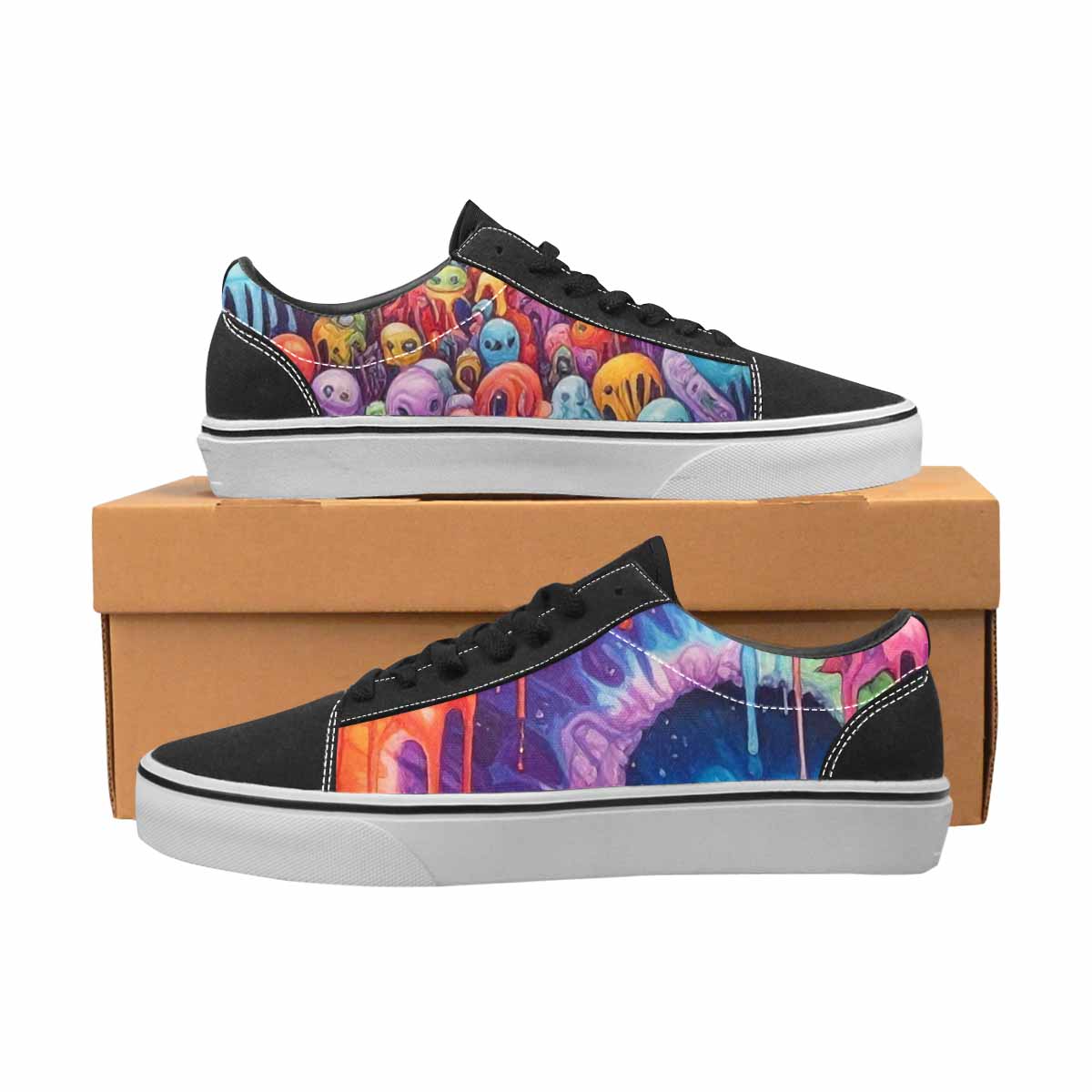 WOMEN'S Aliens  Tie Dye Lace-Up Canvas Grunge Custom Shoes