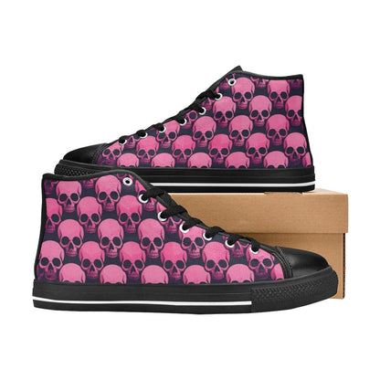 WOMEN'S Skull Underground Comix Black High Top Canvas Neon Fantasy Sneakers