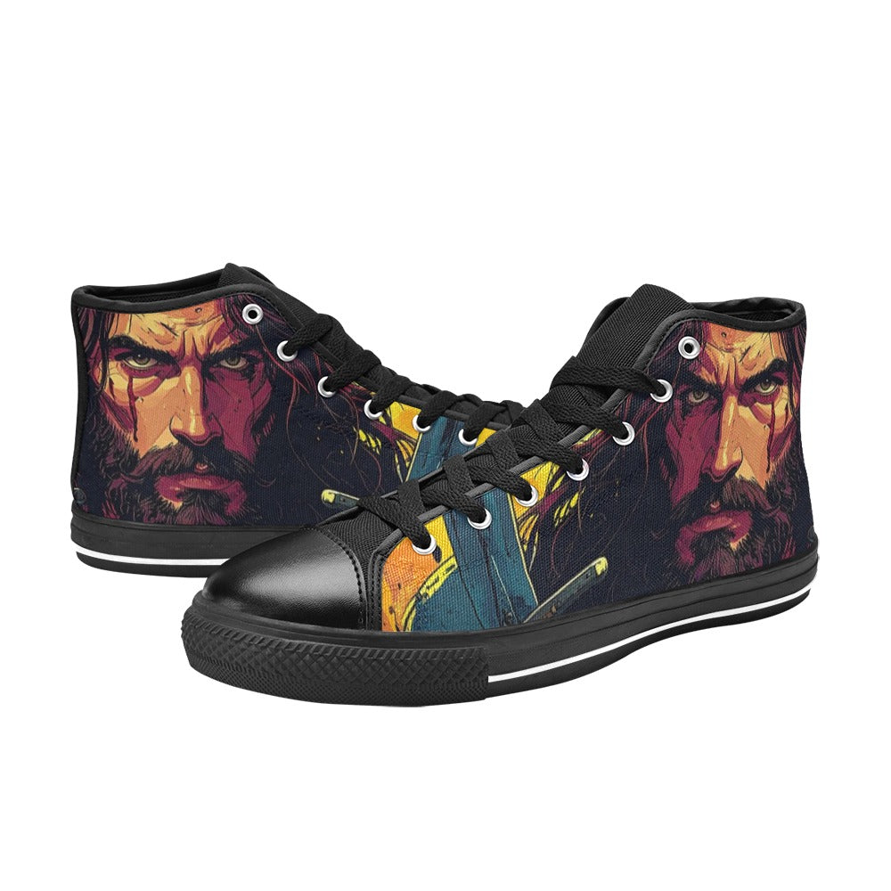 WOMEN'S Jesus_Ht_11 High Top Canvas Wallpaper Art Sneakers