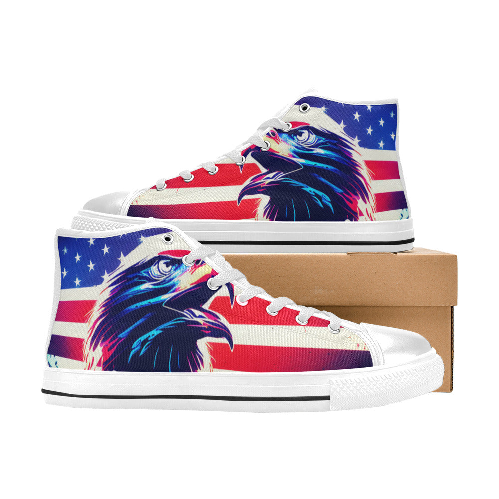 WOMEN'S Patriotic Eagle High Top Canvas Cottagecore Sneakers