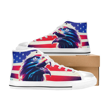 WOMEN'S Patriotic Eagle High Top Canvas Cottagecore Sneakers