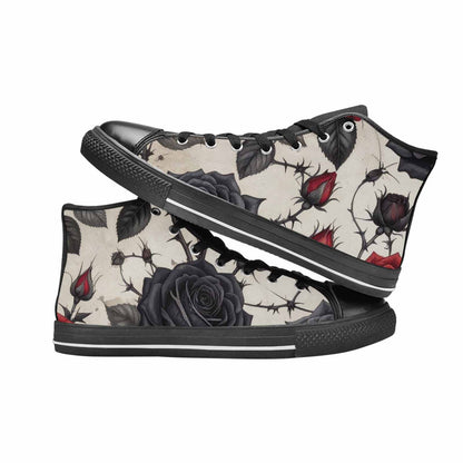 MEN'S Black Gothic Rose High Top Canvas Y2K Shoes