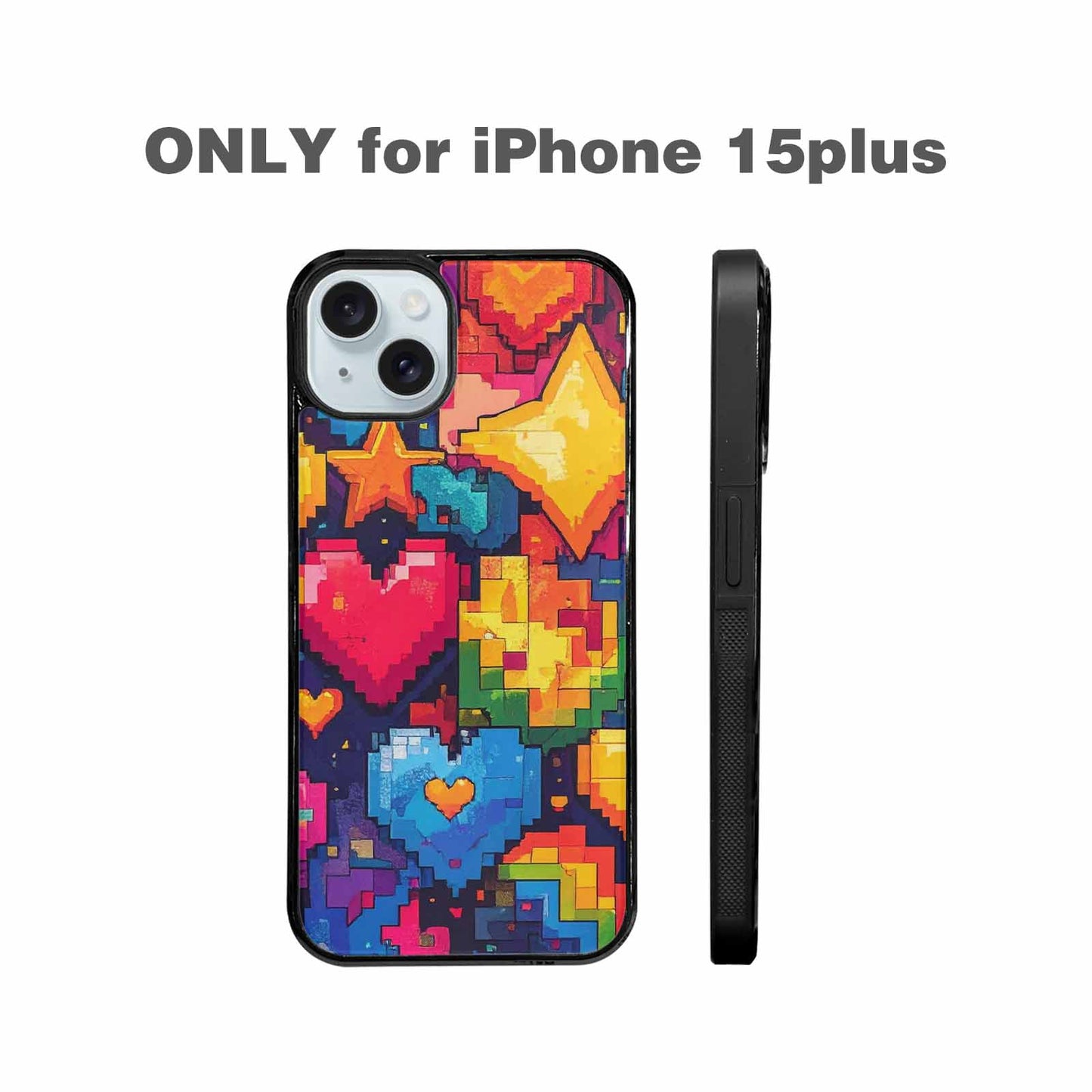 iPhone 15 Plus Case — Pixel Art 8 Bit Burst Pattern, Custom Designed Case Cover