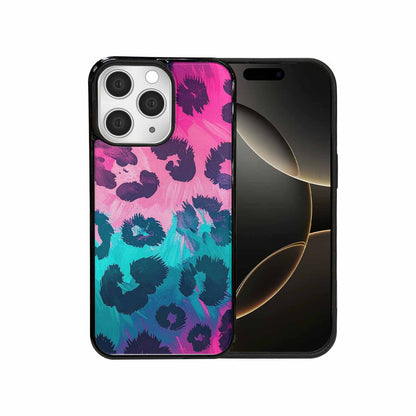 iPhone 15 Pro Max Case — Leopard Neon Pink Teal Airbrush, Custom Made Phone Cover