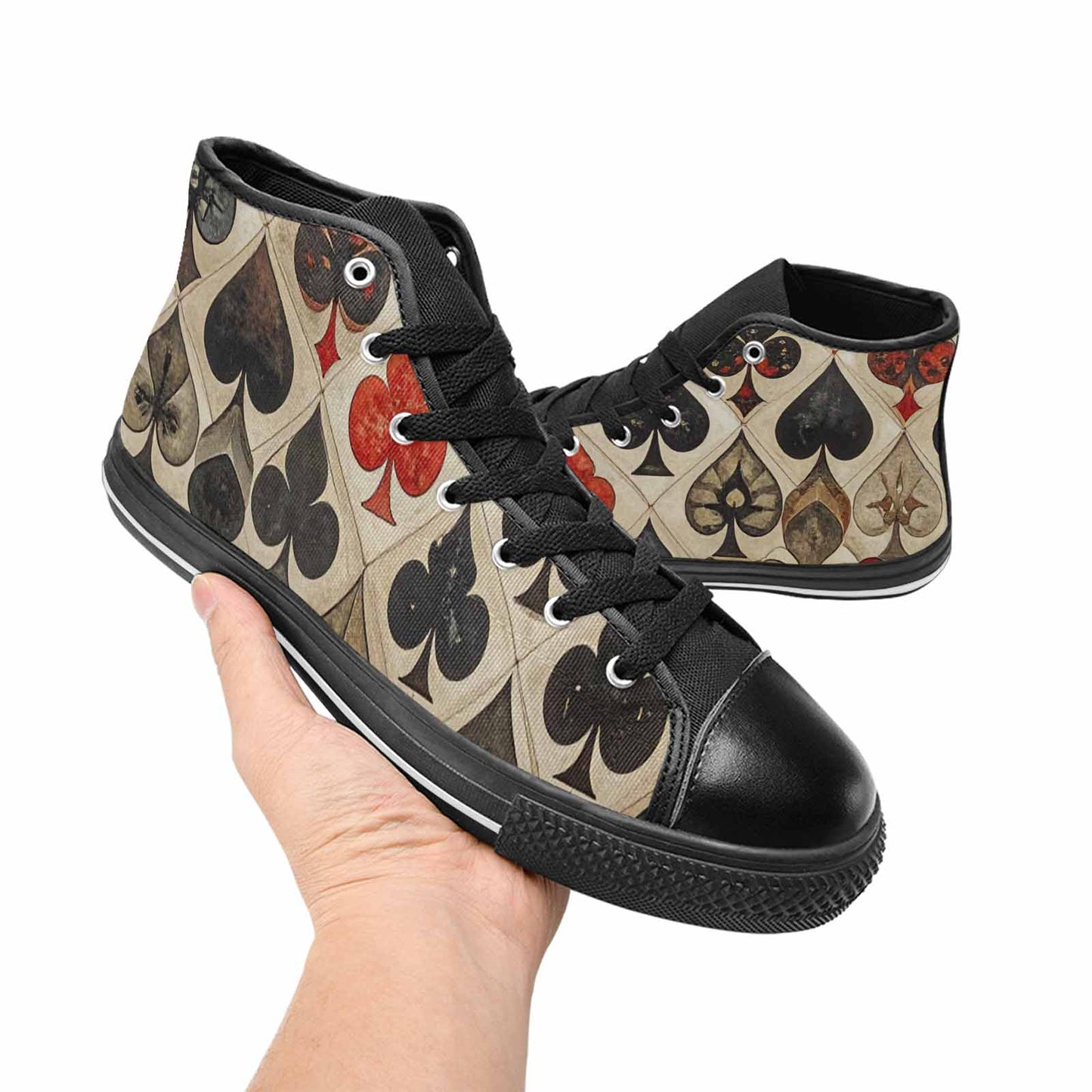 MEN'S Playing Card Suit High Top Canvas Wallpaper Art Custom Shoes