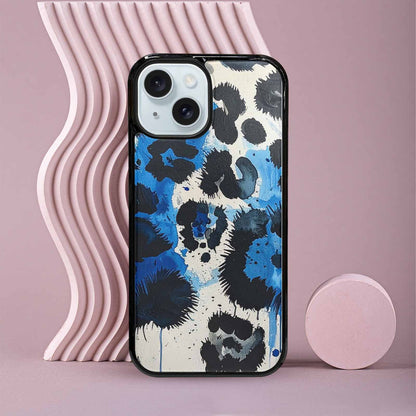 iPhone 15 Case — Animal Print Black Blue Ink Animal, Unique Phone Case Design