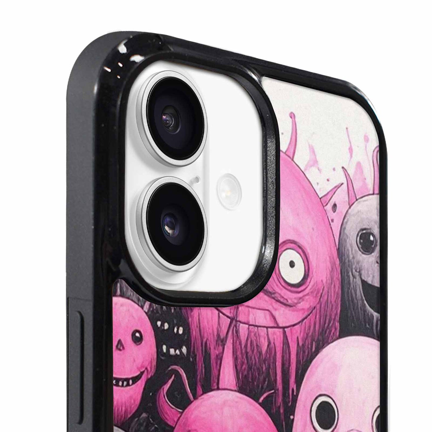 iPhone 17 Case — Black &amp; Pink Ink Cartoon Cute, Custom Designed Case Cover