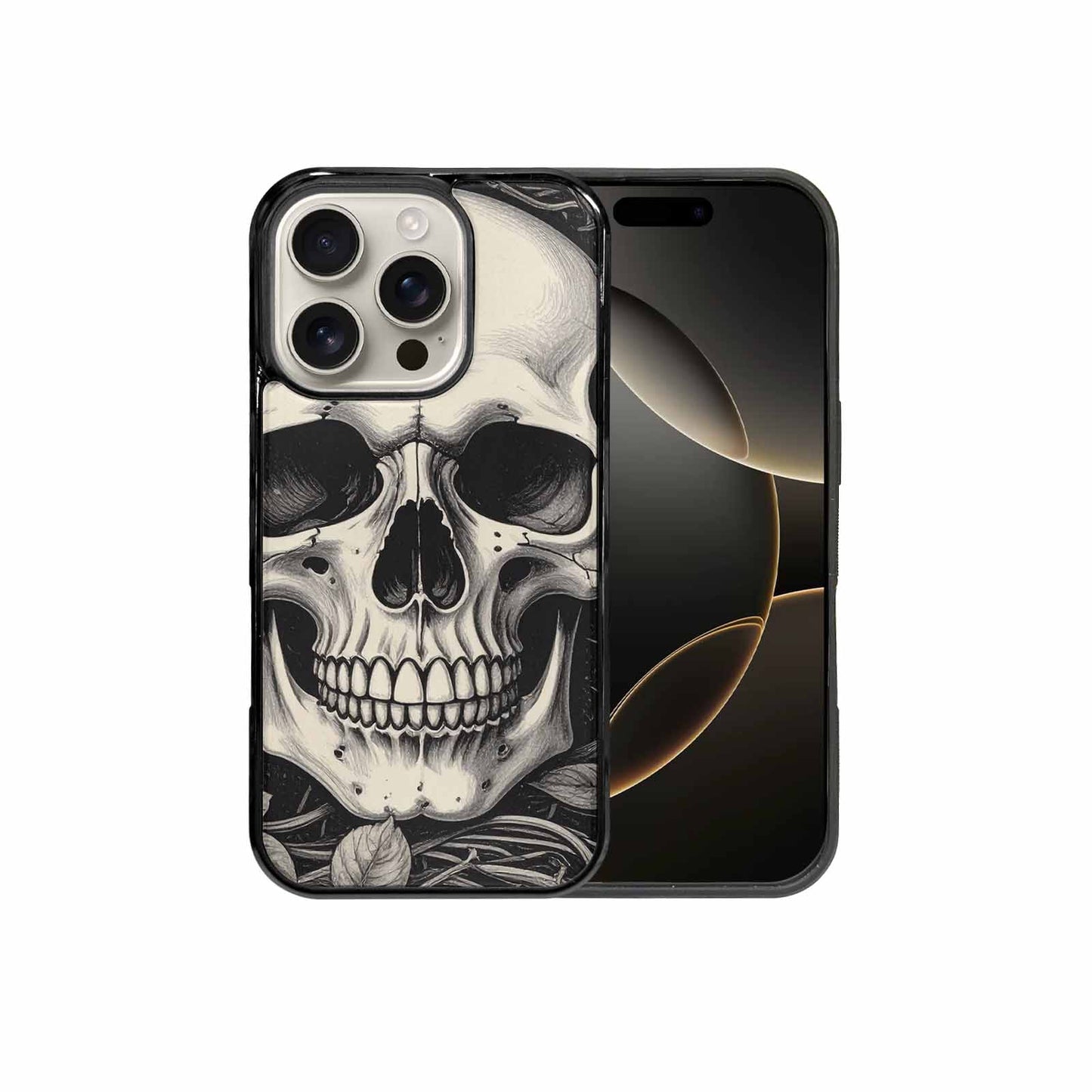 iPhone 16 Pro Case — 20 Skulls Overlapping Seamless Tileable Pattern, Custom Designed Case Cover