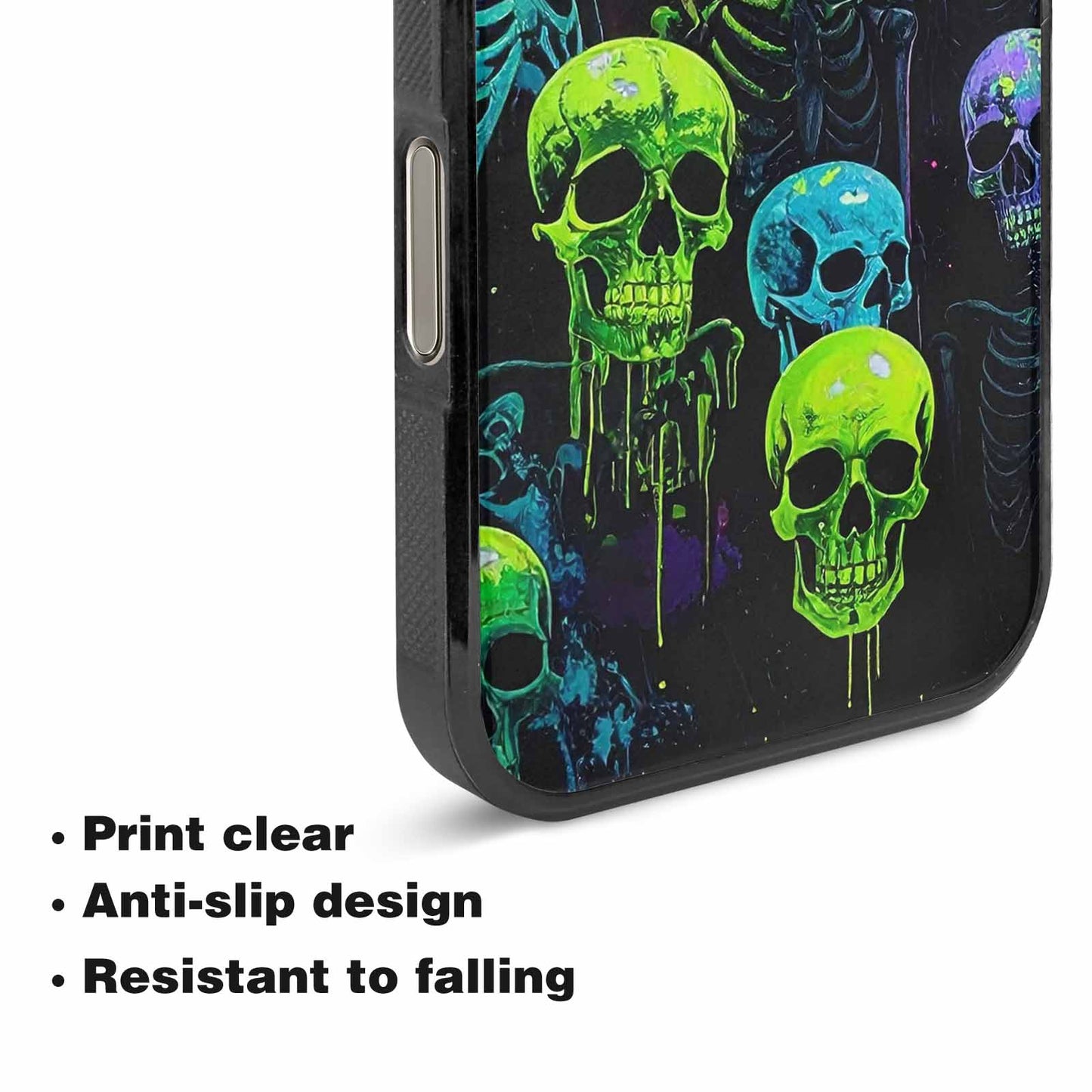iPhone 16 Pro Max Case — Skeletons Neon Green Glowskele Ejt Personalized, Custom Printed Phone Case