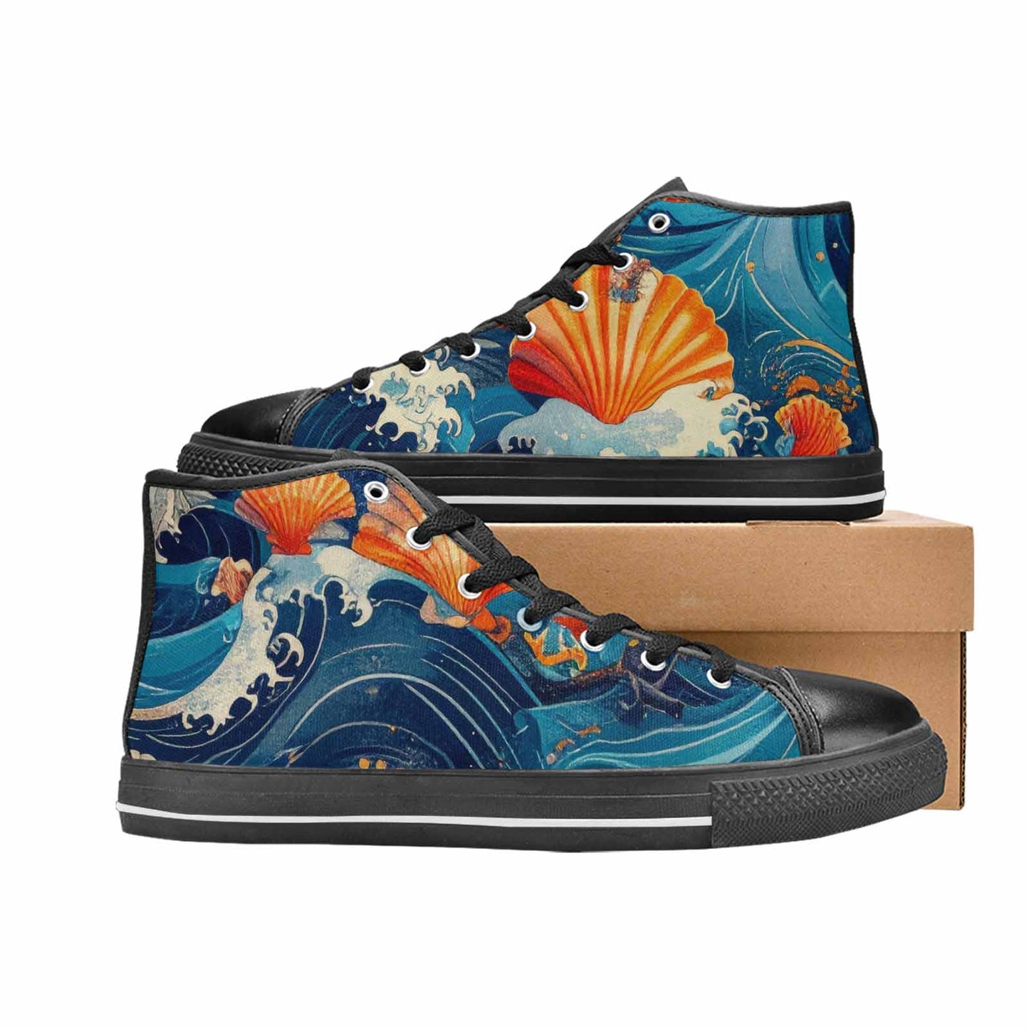 WOMEN'S Ocean Wave High Top Canvas Surreal Sneakers