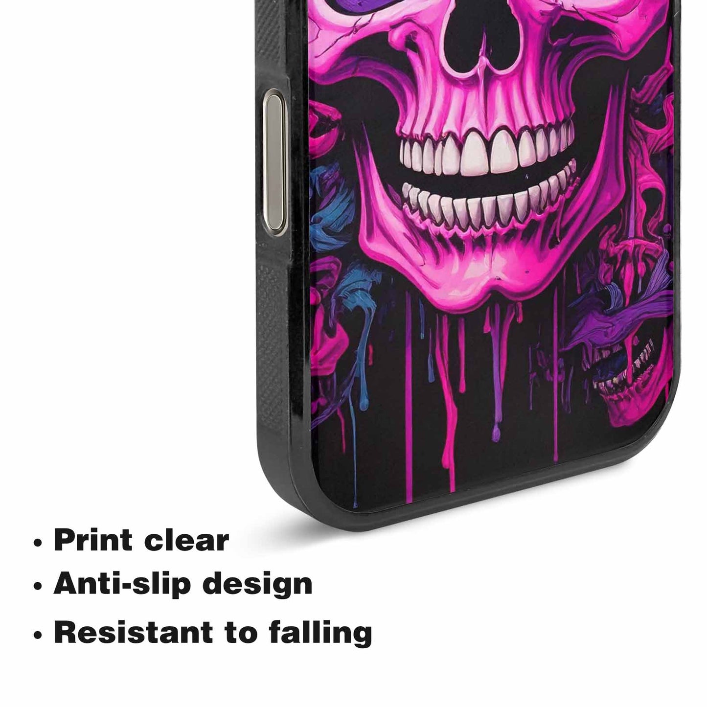 iPhone 16 Pro Case — Pink Purple Skeletons Neon Drip Melting, Custom Phone Case