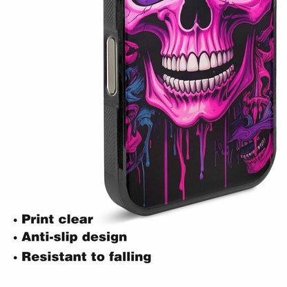 iPhone 16 Pro Case — Pink Purple Skeletons Neon Drip Melting, Custom Phone Case